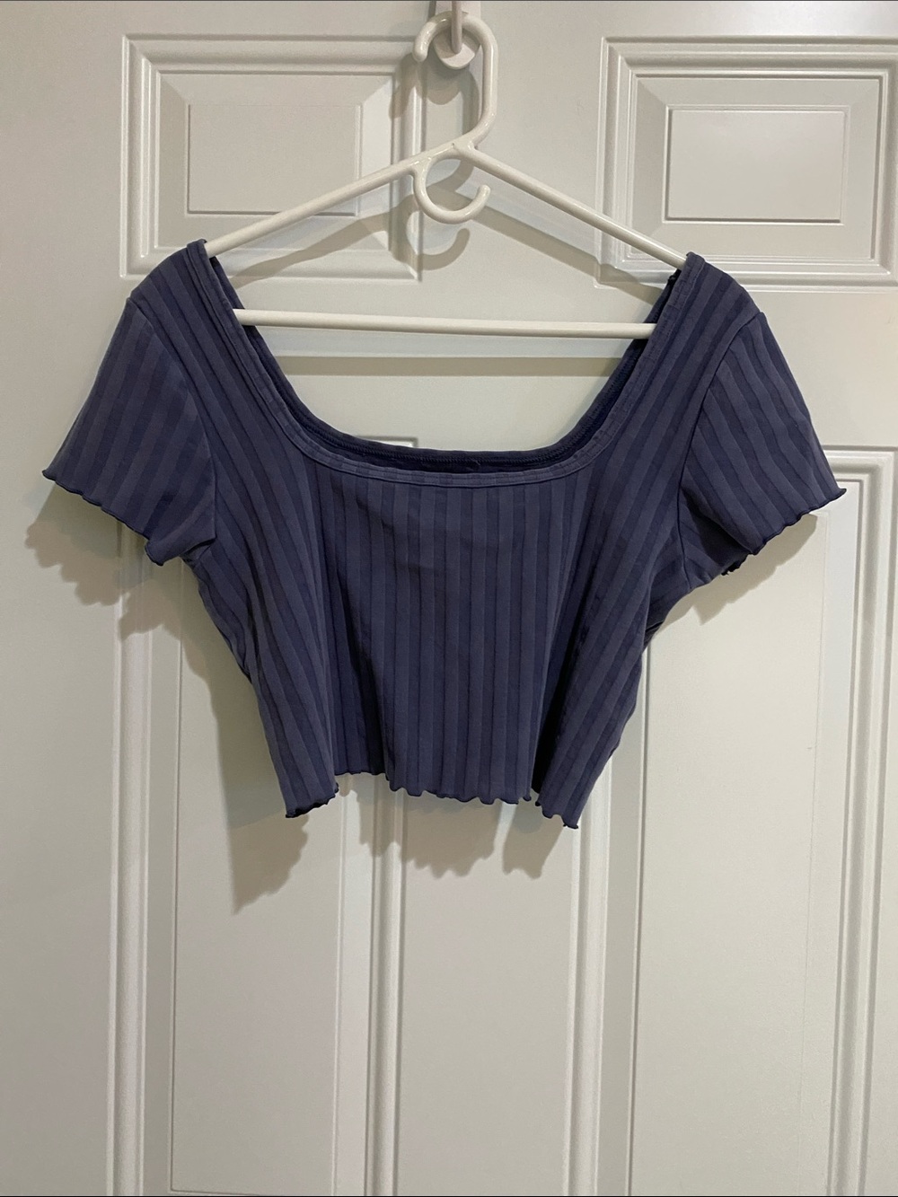 aerie Ribbed Square-Neck Crop Top - Slate Blue